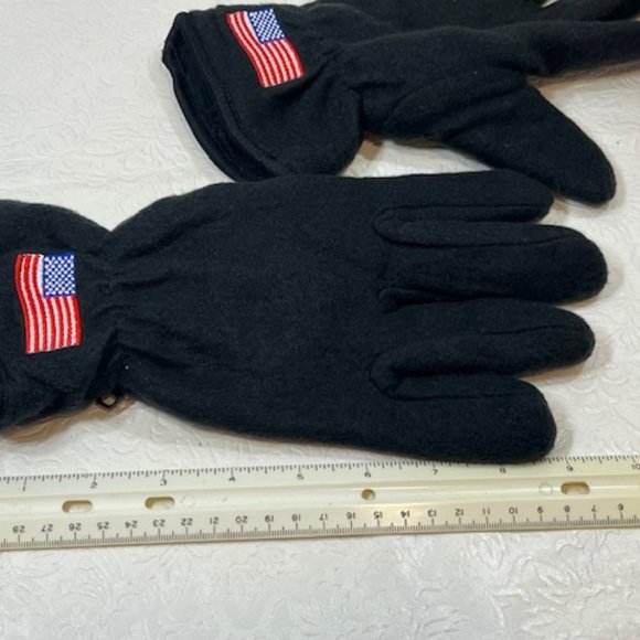 Black Soft Fleece Elastic Gloves USA Flag Large - Picture 12 of 12
